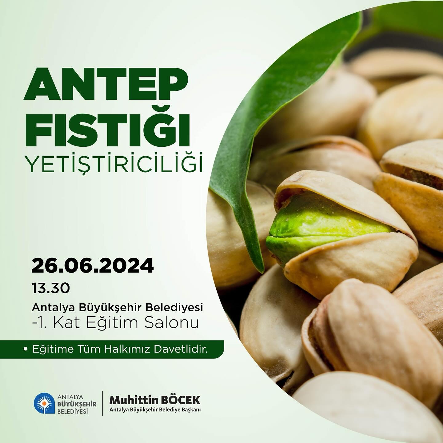 Antalya Büyükşehir Belediyesi, Antep Fıstığı Yetiştiriciliği Eğitimi ile şehrimi
