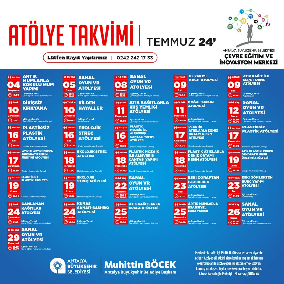 Antalya’da Temmuz Ayında Çevre Bilinci Artıyor! Geri Dönüşüm Atölyeleriyle Sürdürülebilir Bir Yaşam Mümkün!