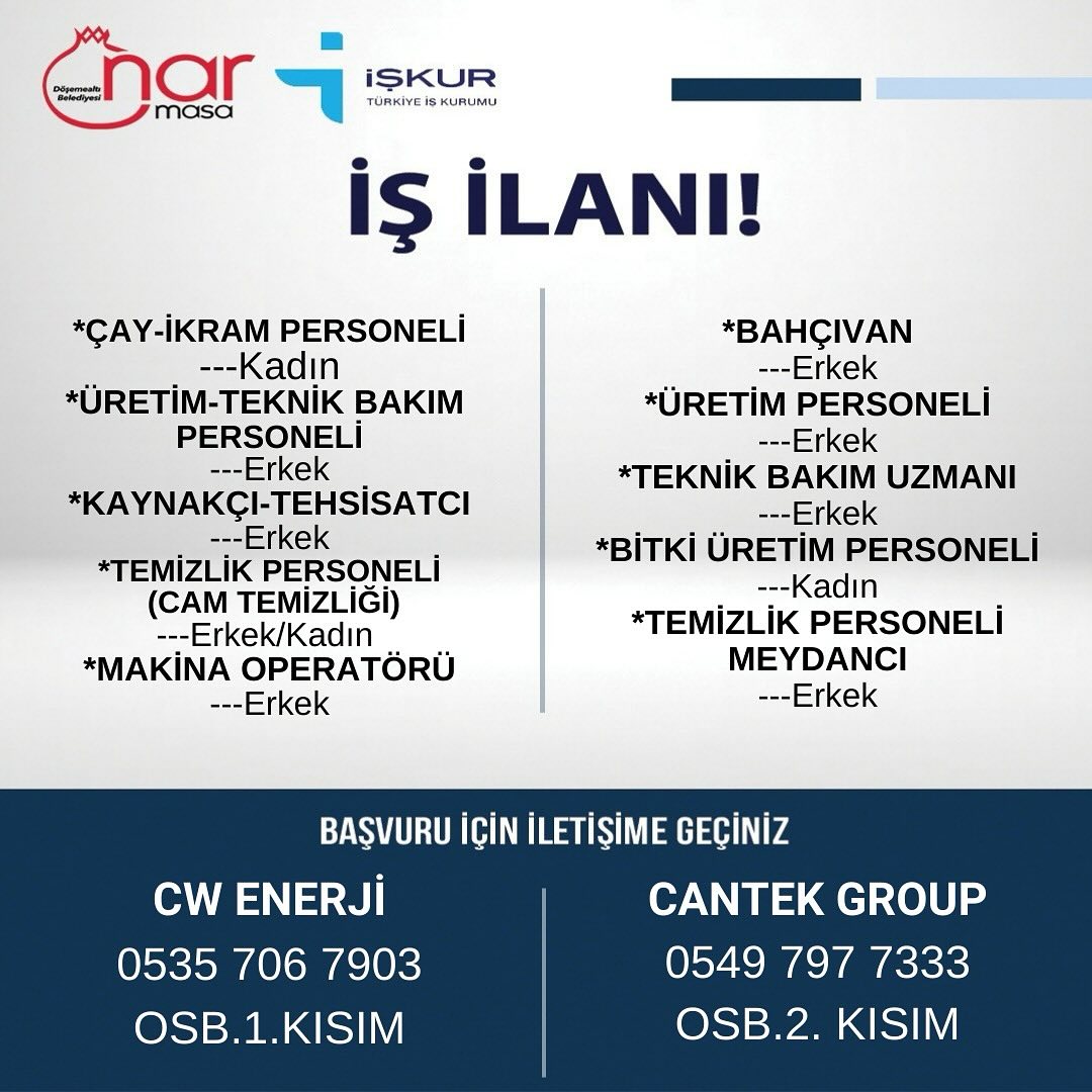 Döşemealtı Belediyesi Nar Masa İşkur Ofisimiz; iş arayan vatandaşlarımızı bölgem…