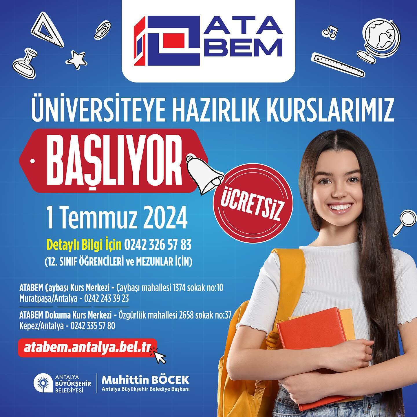 12. Sınıf öğrencileri ve mezunlar için ücretsiz üniversite hazırlık kurslarımız