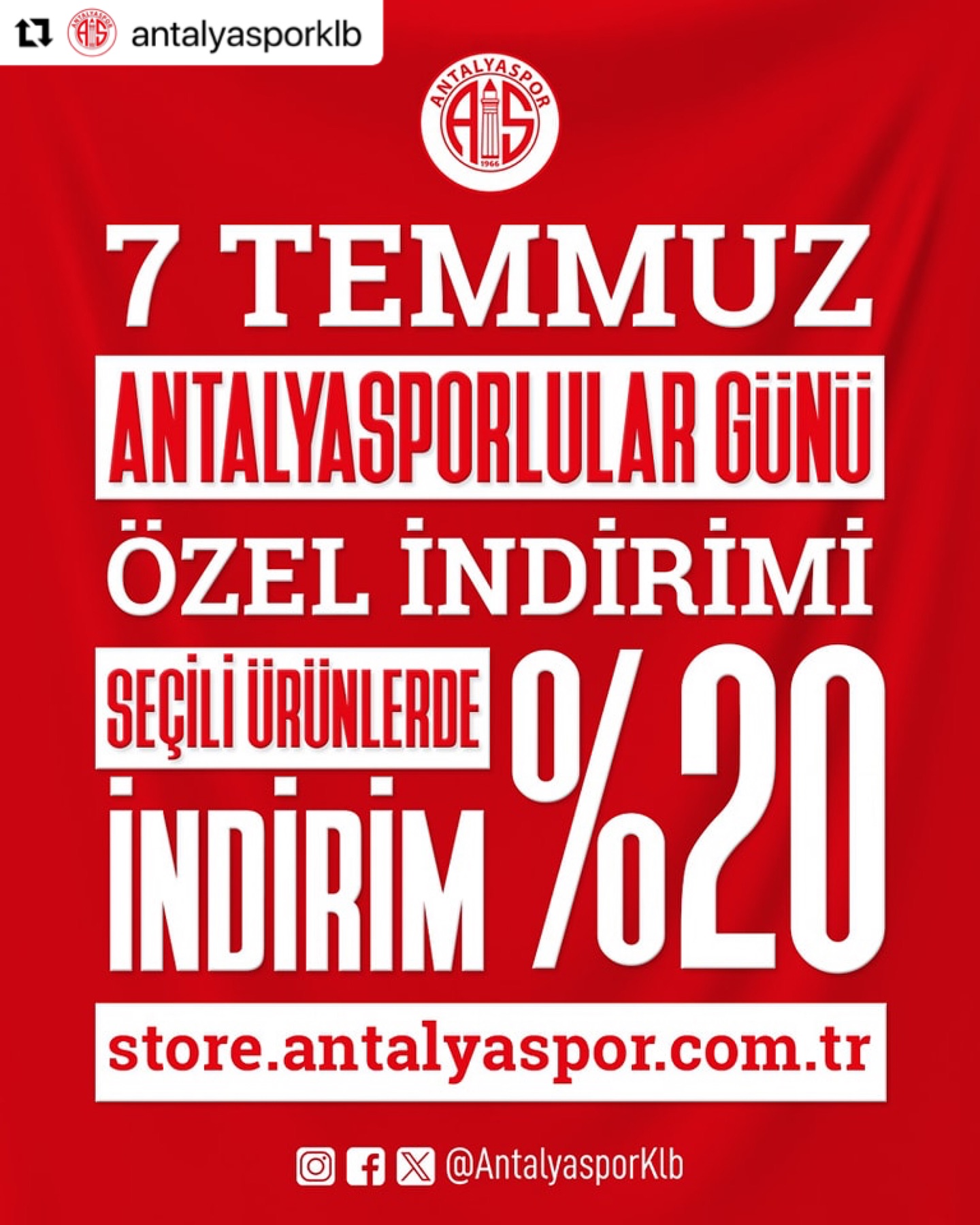 ・・・
 7 Temmuz’a özel seçili ürünlerde %20 indirim 6-7 Temmuz 2024 tarihlerinde A