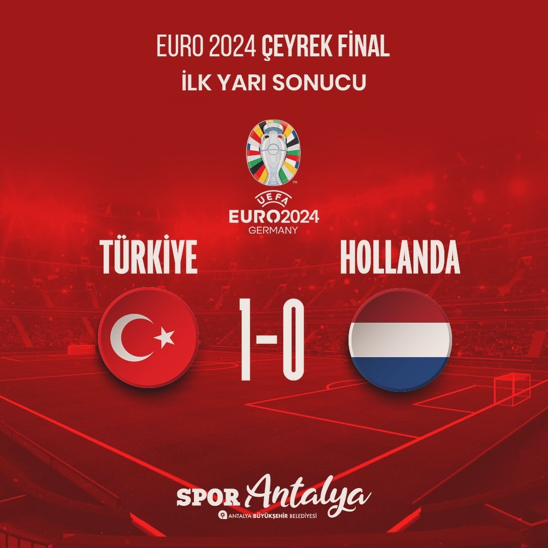 A Milli Takımımız  Çeyrek finalde Samet’in golüyle ilk yarıyı Hollanda karşısınd