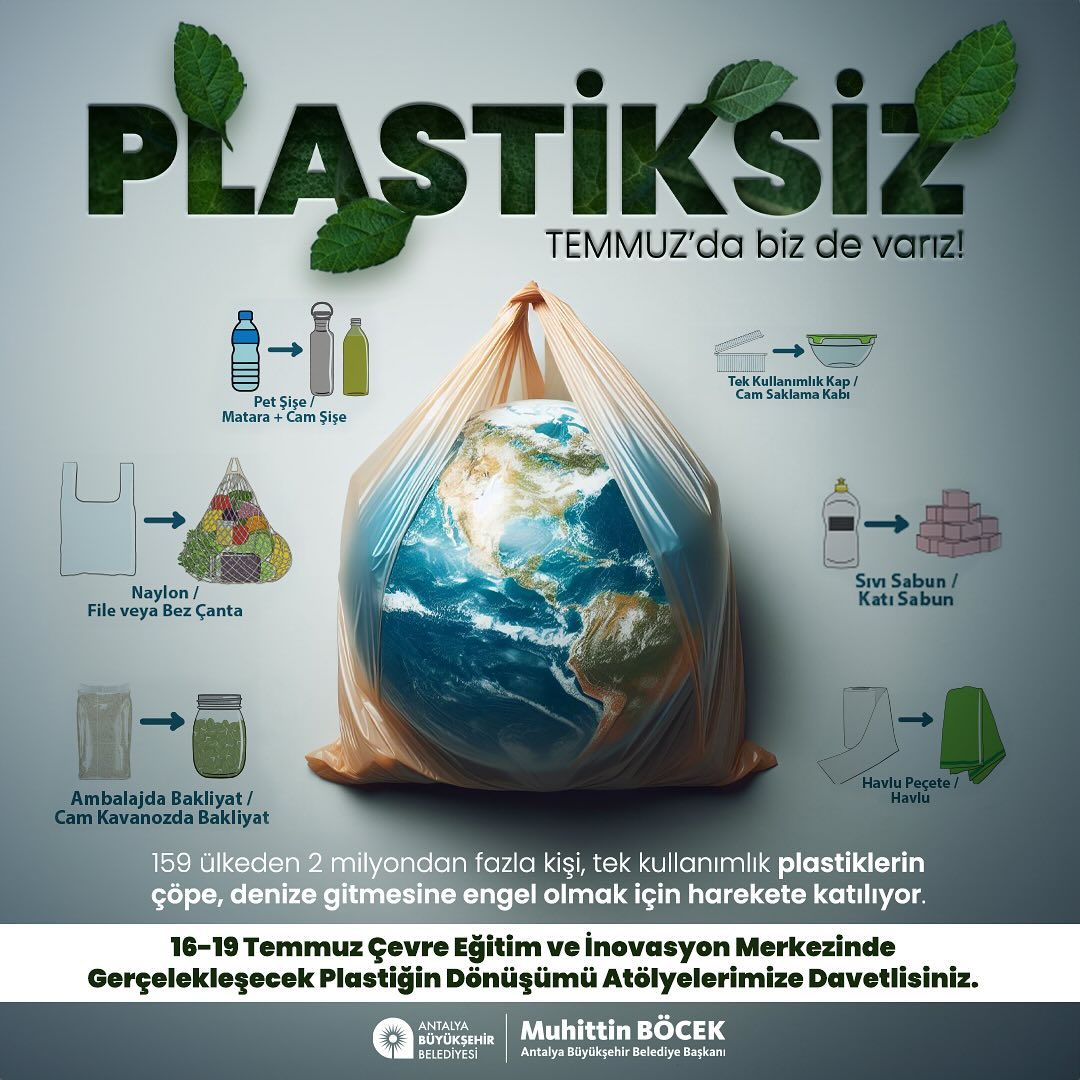 Antalya Büyükşehir Belediyesi olarak Plastiksiz Temmuz’da biz de varız!

16-19 T