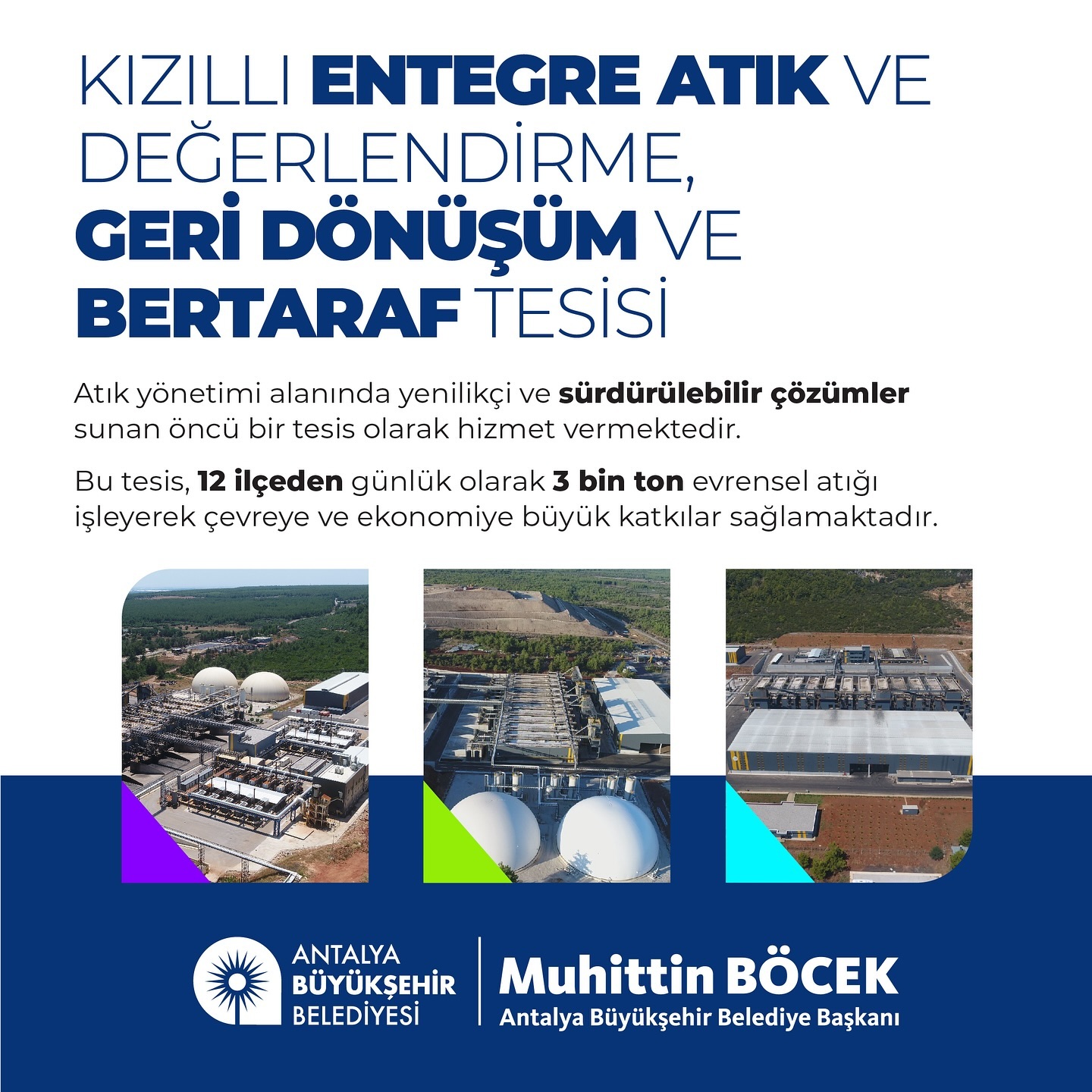 Çöpten enerji üretiyoruz. 

Antalya Büyükşehir Belediyesi olarak, Kızıllı Entegr