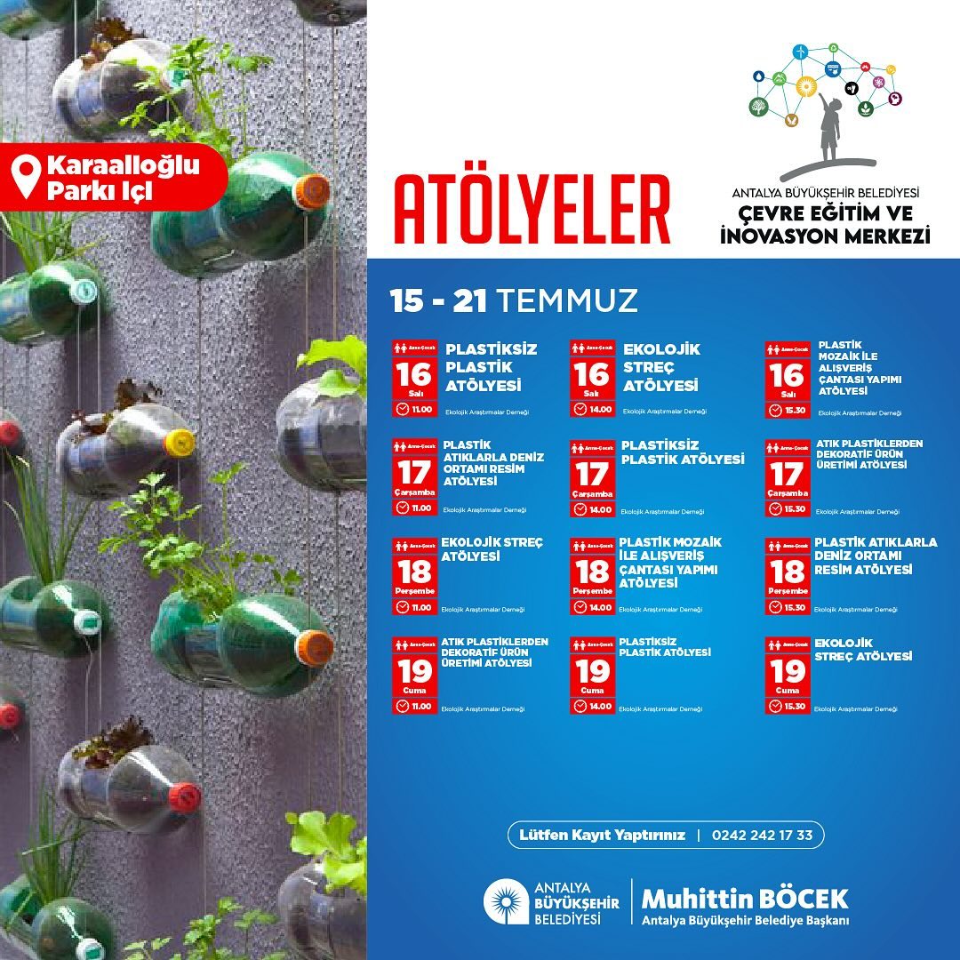 Antalya Büyükşehir Belediyesi Çevre Eğitim ve İnovasyon Merkezi 16-19 Temmuz tar