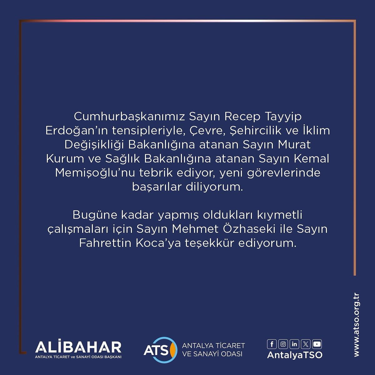 Cumhurbaşkanımız Sayın Recep Tayyip Erdoğan’ın tensipleriyle, Çevre, Şehircilik