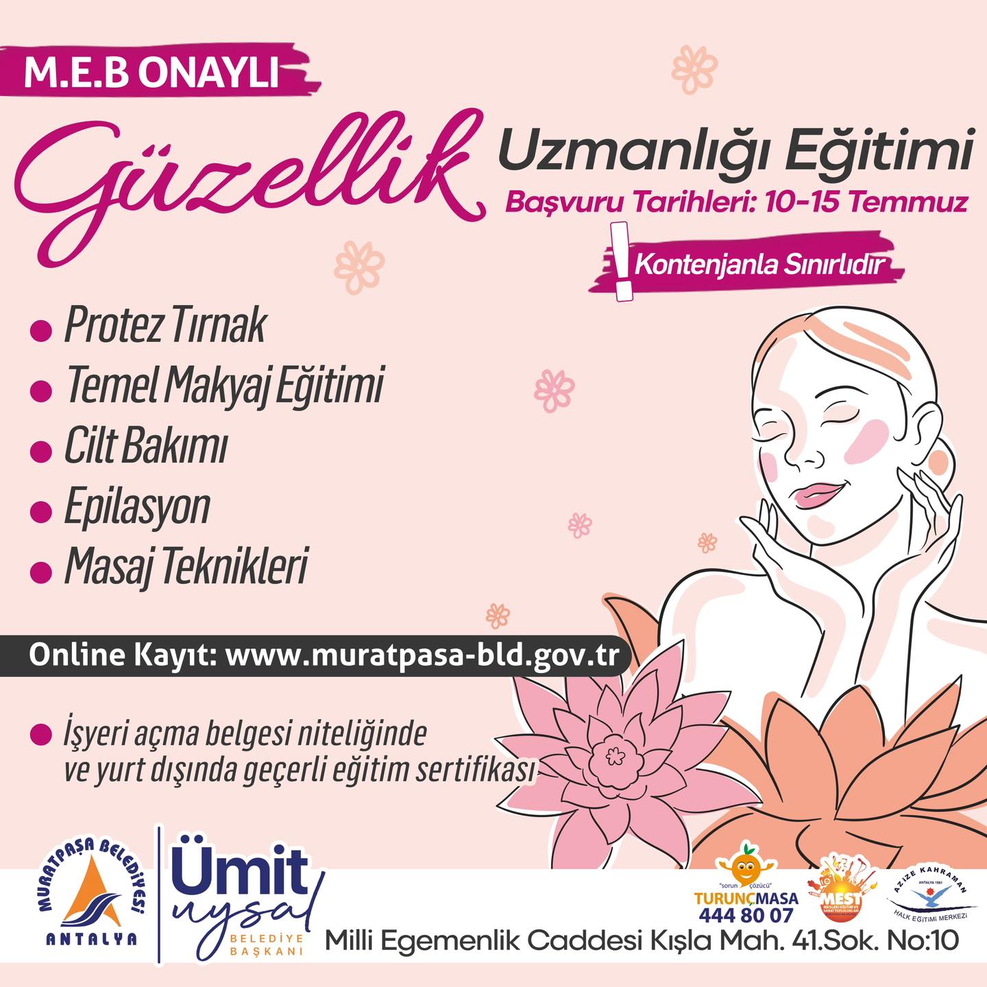 MEB Onaylı Güzellik Uzmanlığı Eğitimi başvurularımız başlamıştır. Azize Kahraman