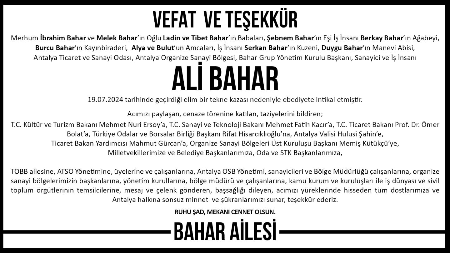 Ruhu şad, mekânı cennet olsun…