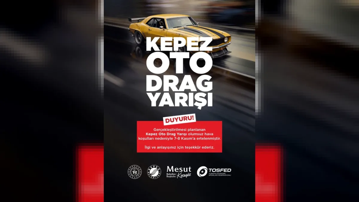 Kepez Oto Drag Yarışı Olumsuz Hava Koşulları Nedeniyle Ertelendi