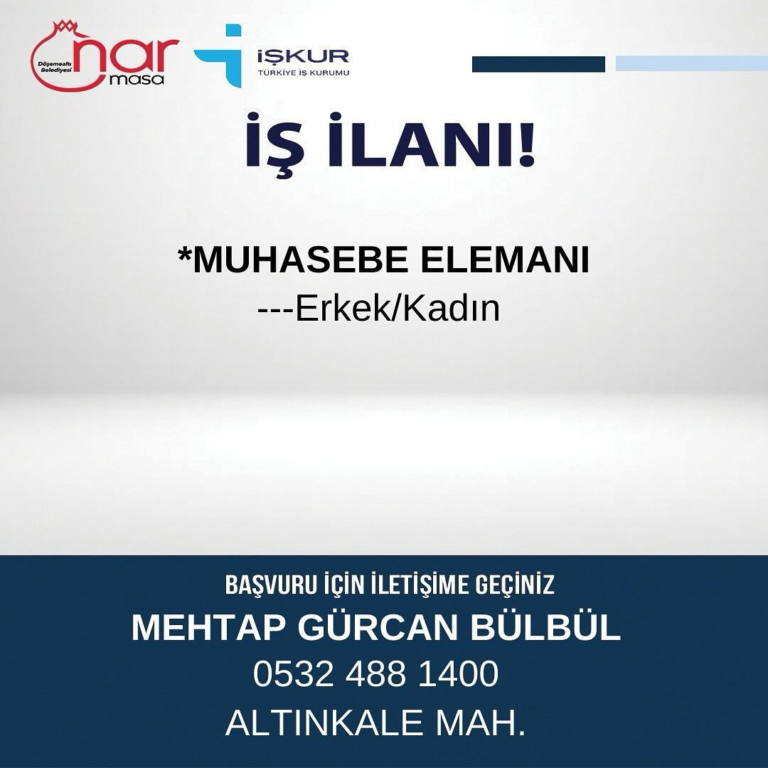 Döşemealtı Belediyesi Nar Masa İşkur Ofisimiz; iş arayan vatandaşlarımızı bölgem…