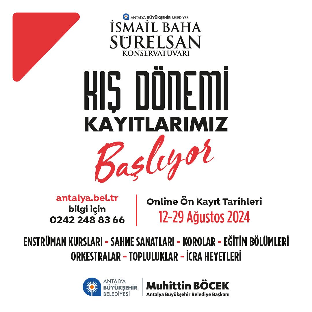 Antalya Büyükşehir Belediyesi İsmail Baha Sürelsan Konservatuvarı kış dönemi kay