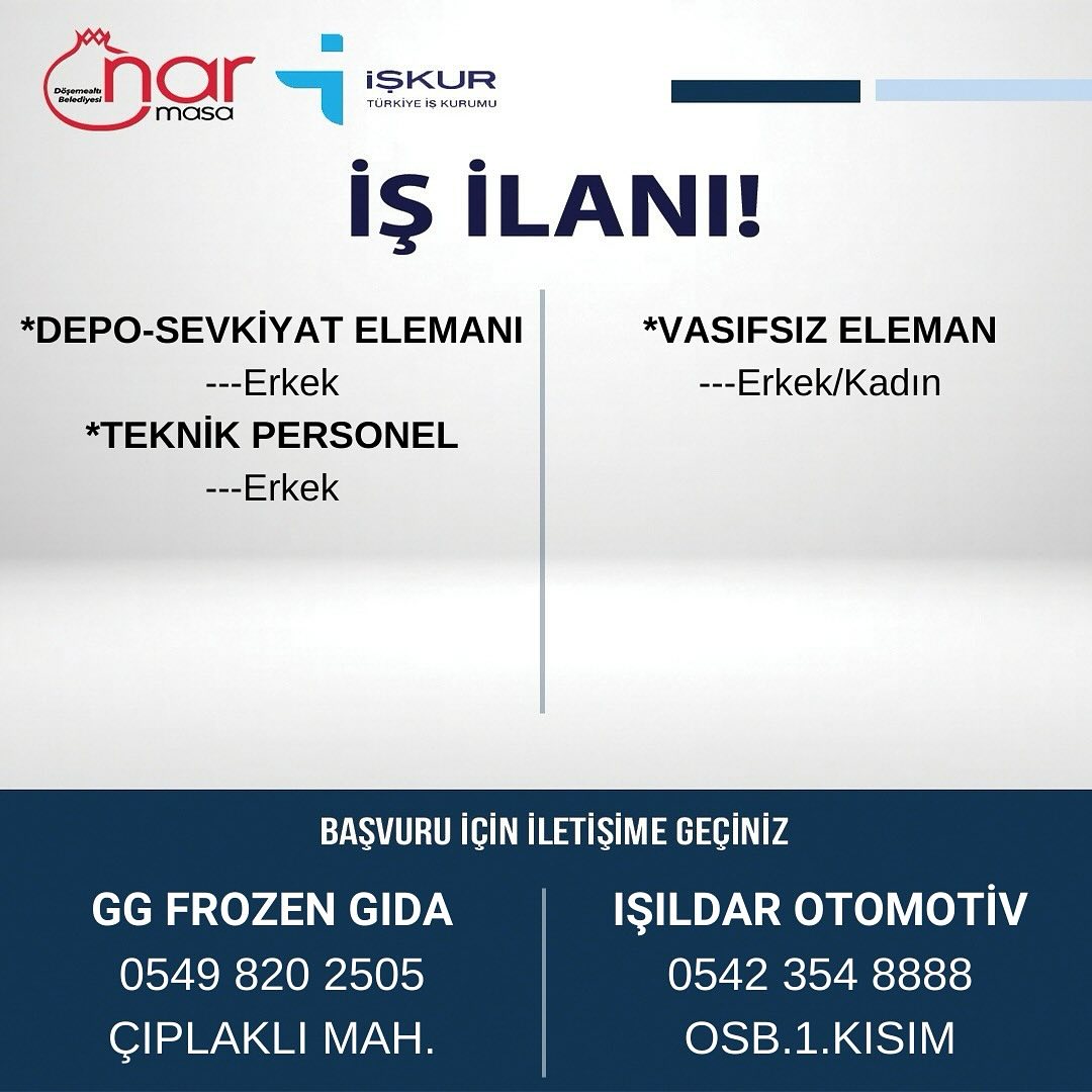 Döşemealtı Belediyesi Nar Masa İşkur Ofisimiz; iş arayan vatandaşlarımızı bölgem…