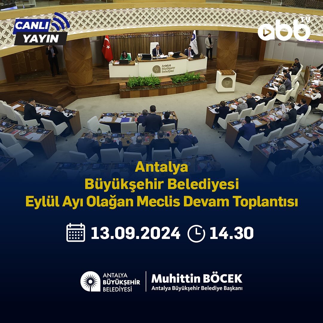 Antalya Büyükşehir Belediyesi Eylül Ayı Olağan Meclis Devam Toplantısı’nı  sosya