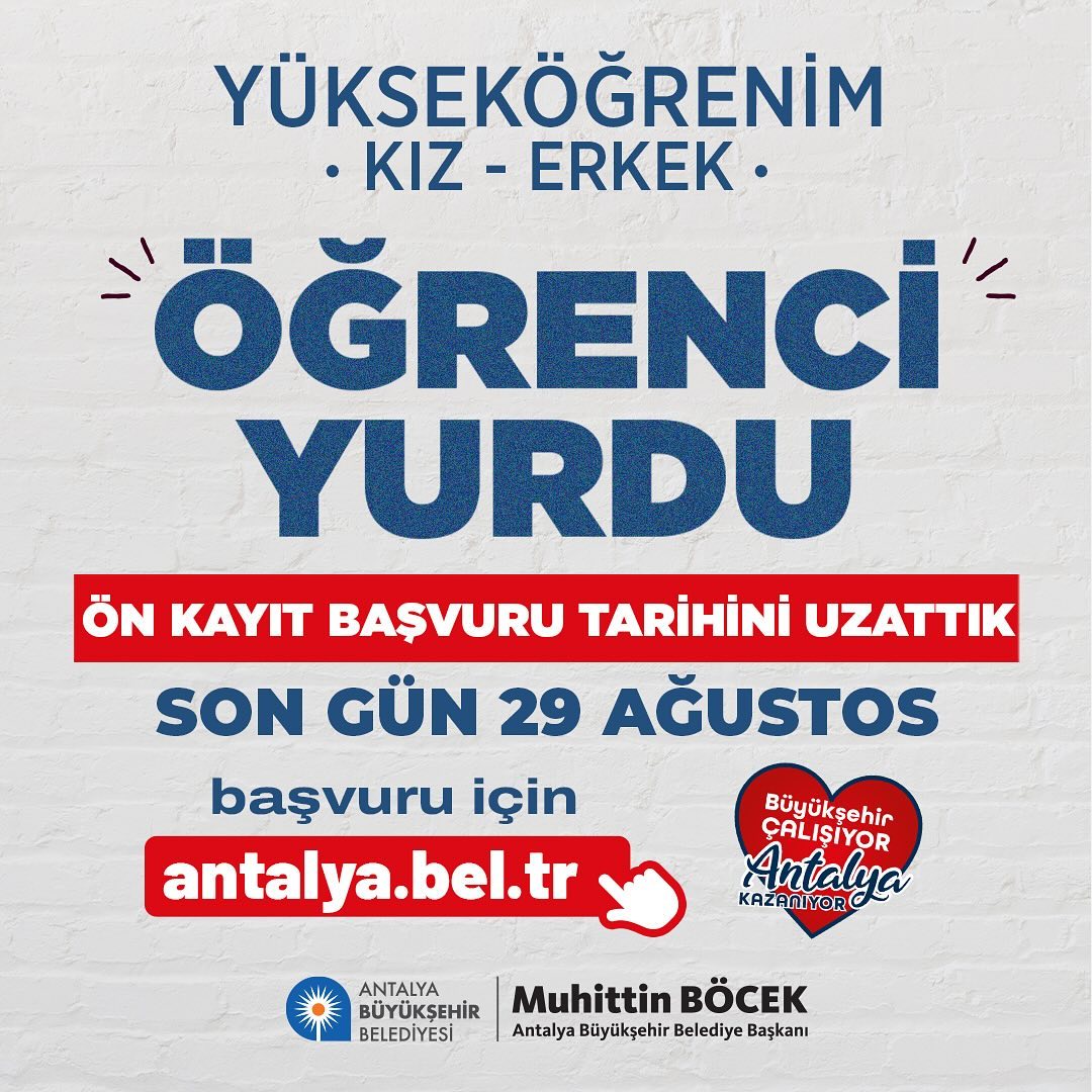 Yükseköğretim Kız-Erkek Öğrenci Yurdu ön kayıtları başladı! 

Geleceğinizi güven