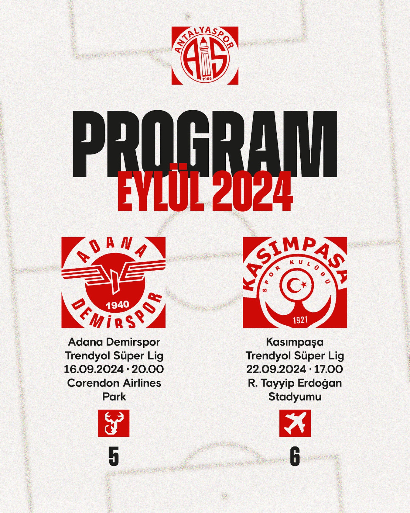 Trendyol Süper Lig 5 ve 6. hafta maç programımız belli oldu!

 Adana Demirspor