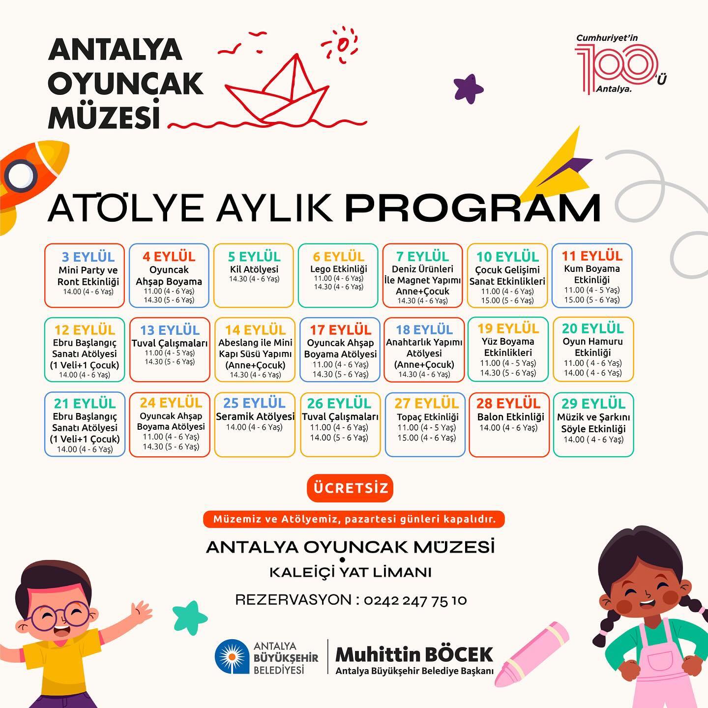 Antalya Büyükşehir Belediyesi Oyuncak Müzesi, Eylül ayında da dolu dolu bir prog