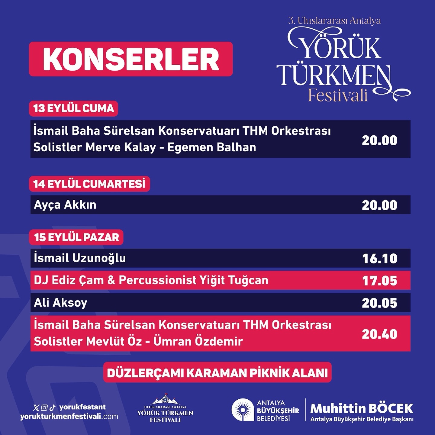 3. Uluslararası Antalya Yörük Türkmen Festivali, birbirinden önemli yerel sanatç