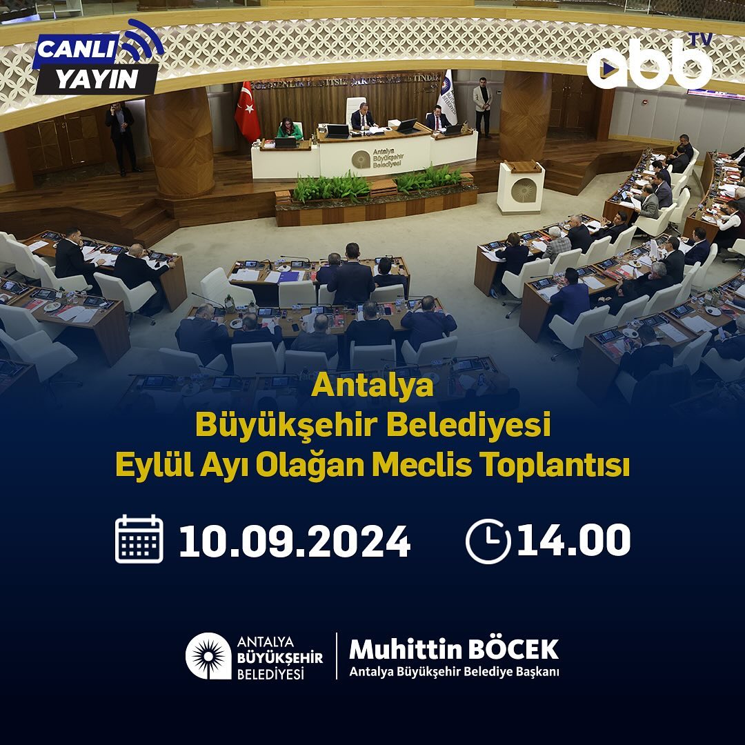 Antalya Büyükşehir Belediyesi Eylül Ayı Olağan Meclis Toplantısı’nı  sosyal medy