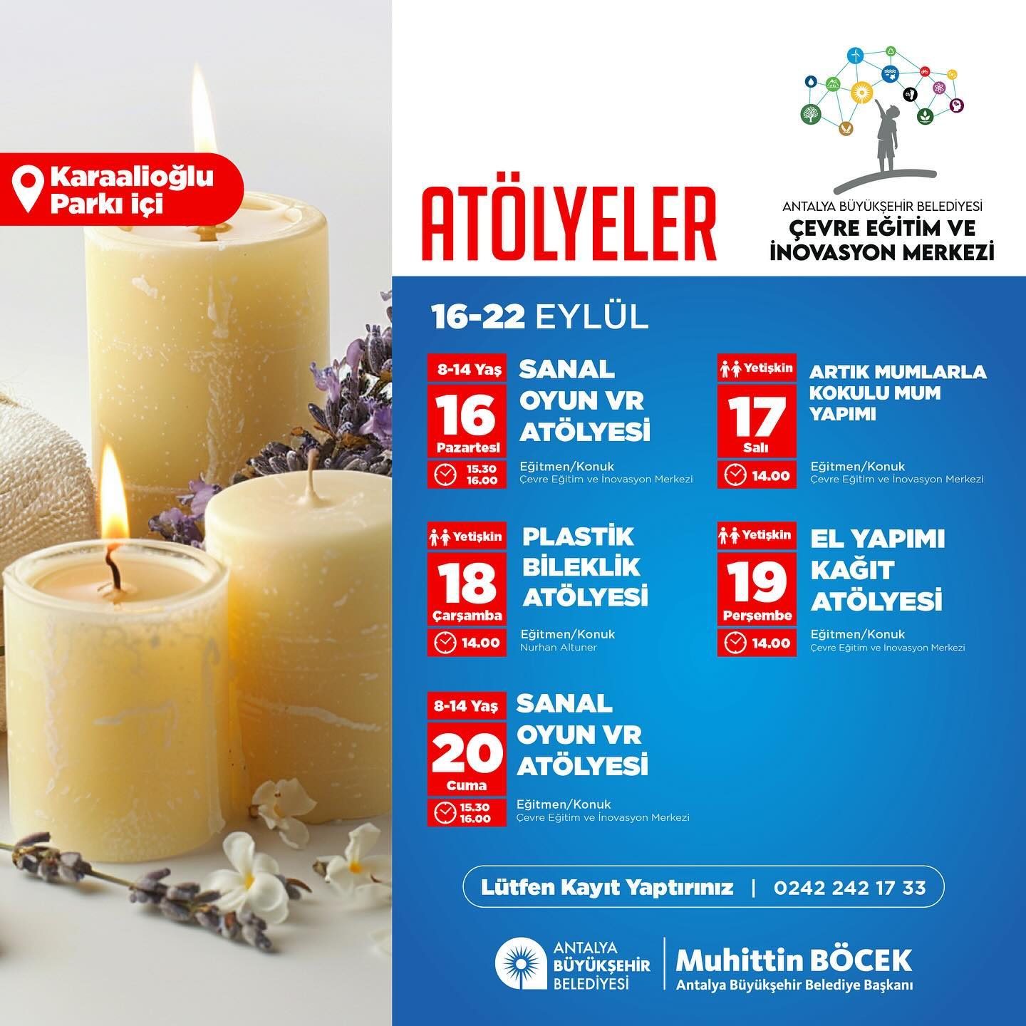 Antalya Büyükşehir Belediyesi Çevre Eğitim ve İnovasyon Merkezi, 16-20 Eylül tar