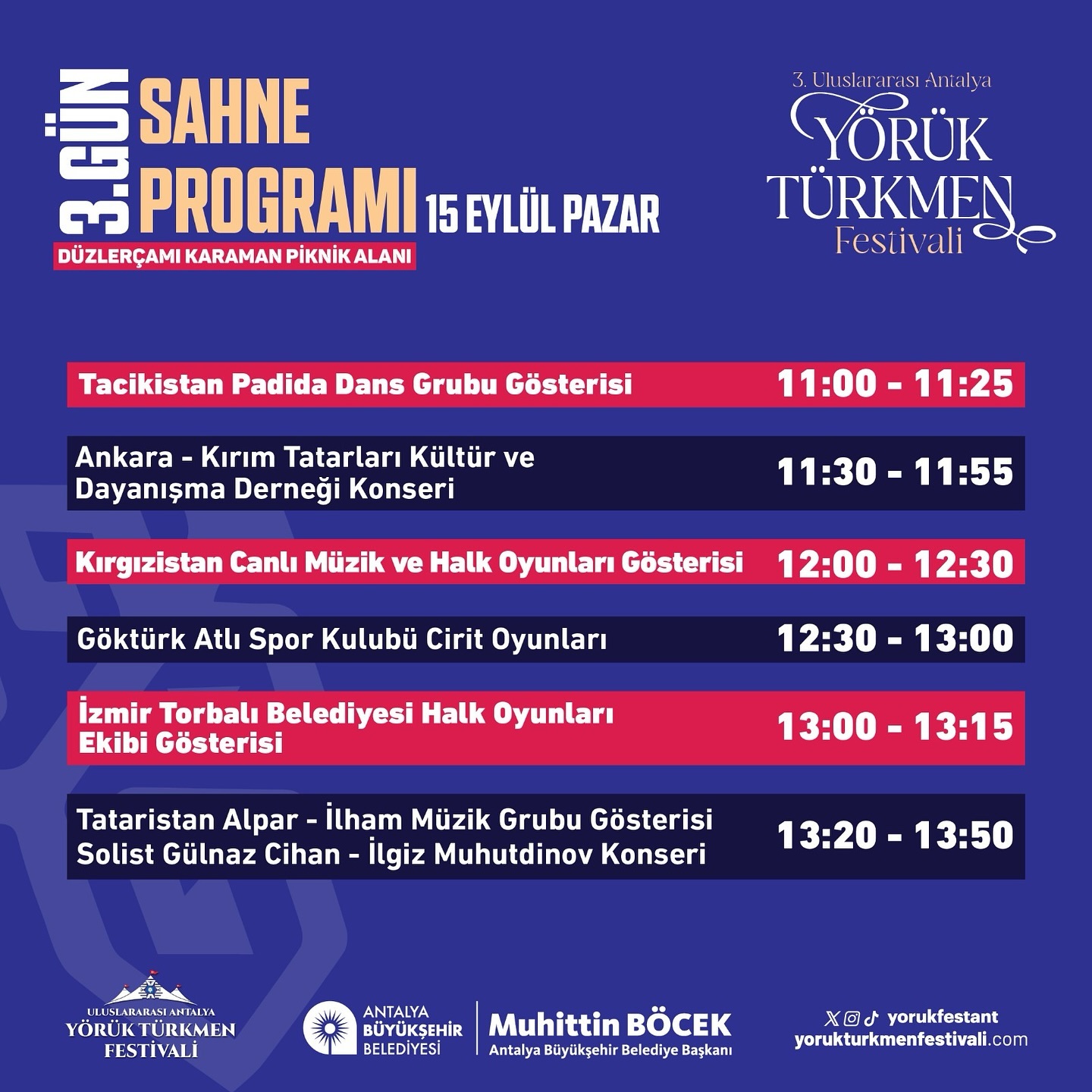 İşte merakla beklediğiniz 3. Uluslararası Antalya Yörük Türkmen Festivali’nin so
