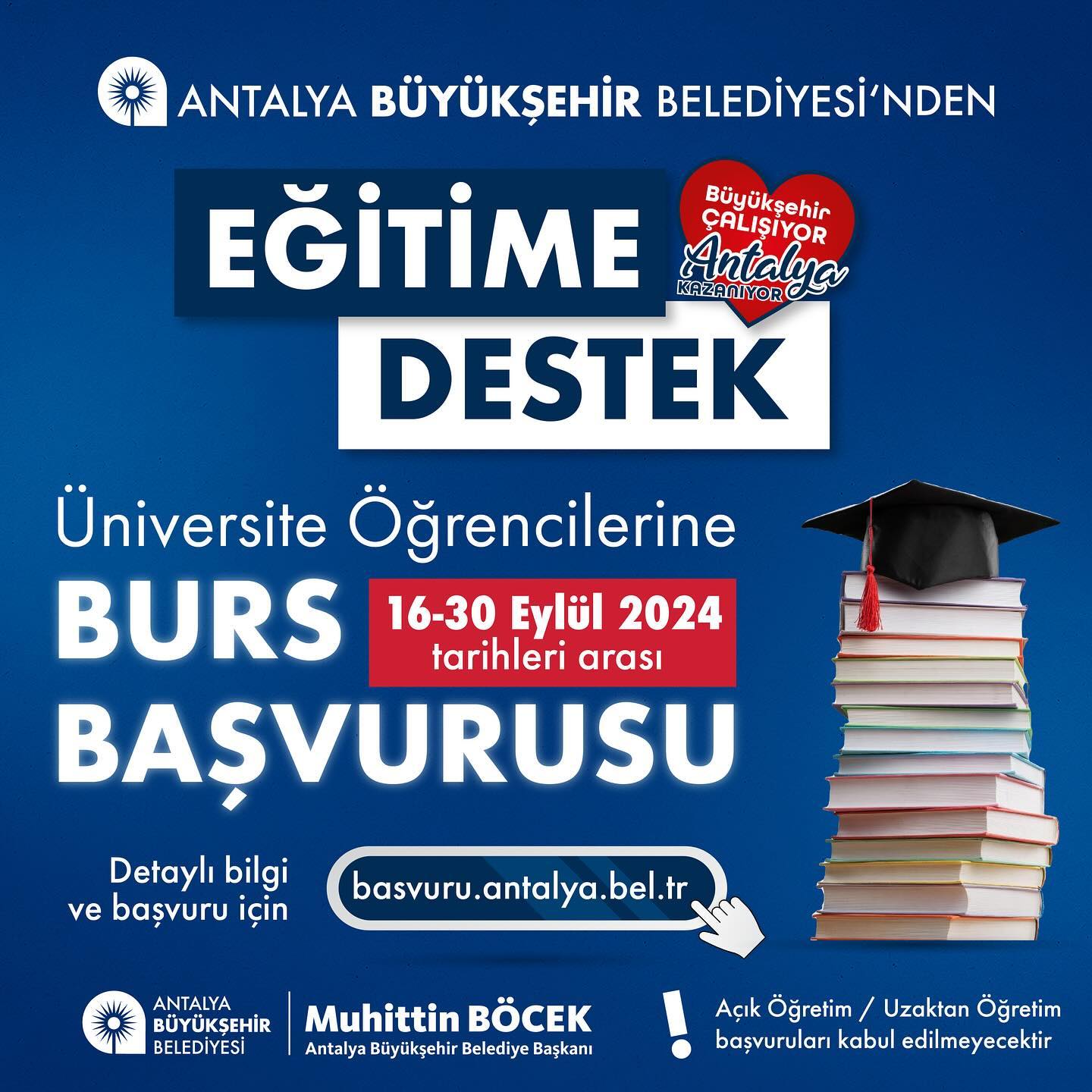 Eğitime destek bizden! 

Antalya’da ikamet eden üniversite öğrencileri için burs