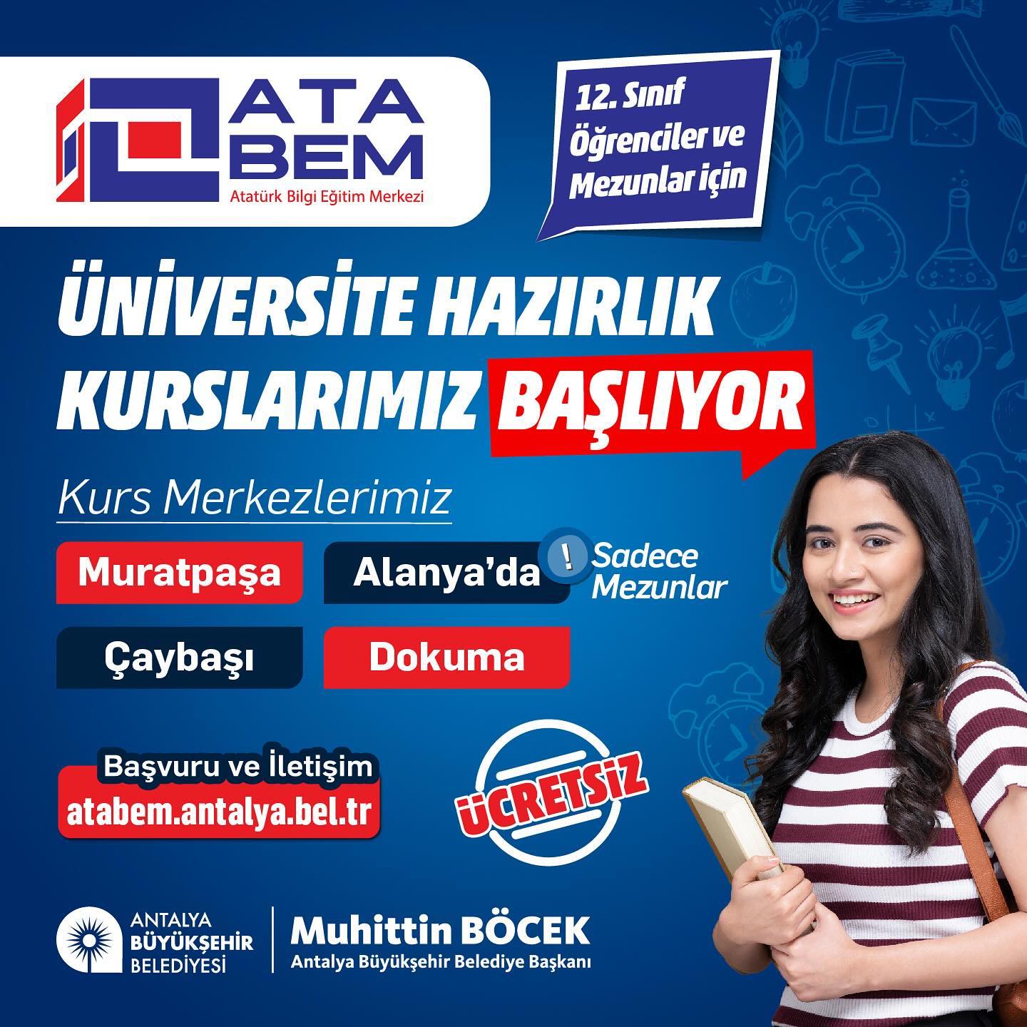 Üniversiteye hazırlık kurslarımız başlıyor!Atatürk Bilgi Eğitim Merkezi (ATAB