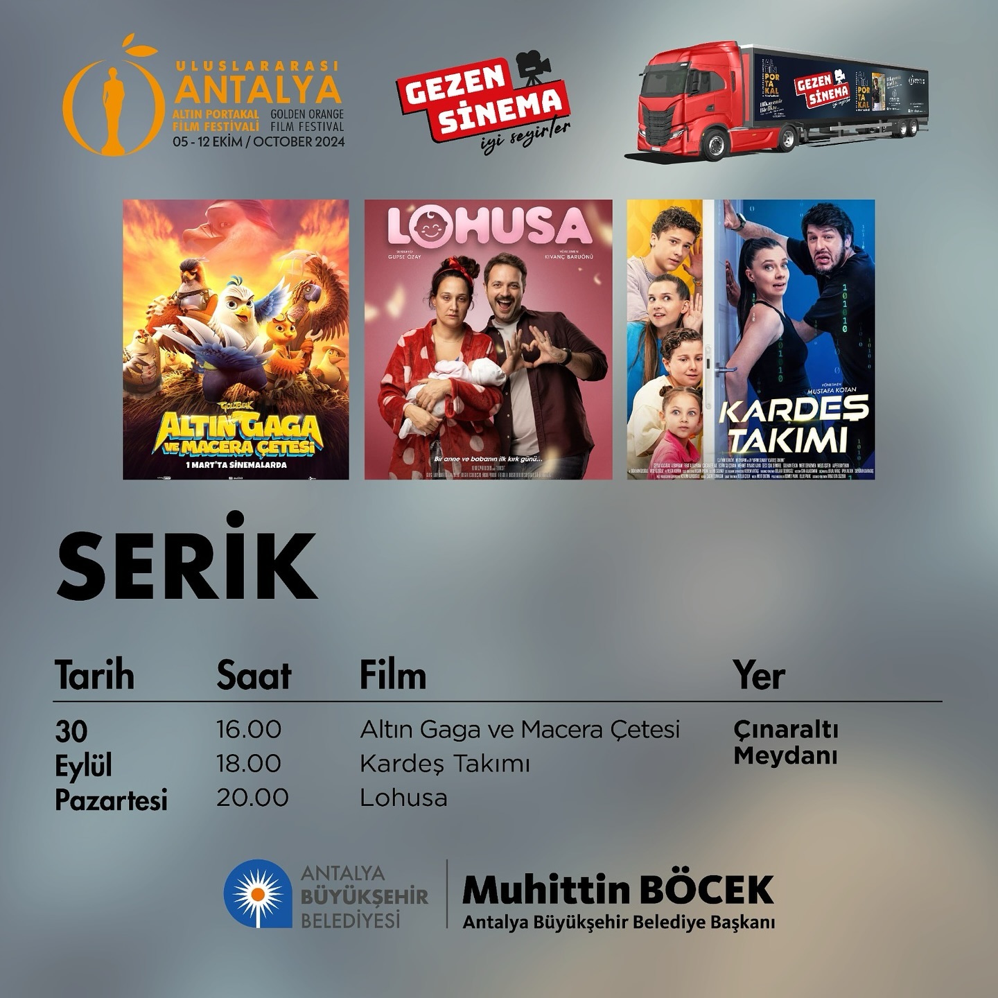 Altın Portakal Sinema Tırı Serik’te! 

Uluslararası Antalya Altın Portakal Film