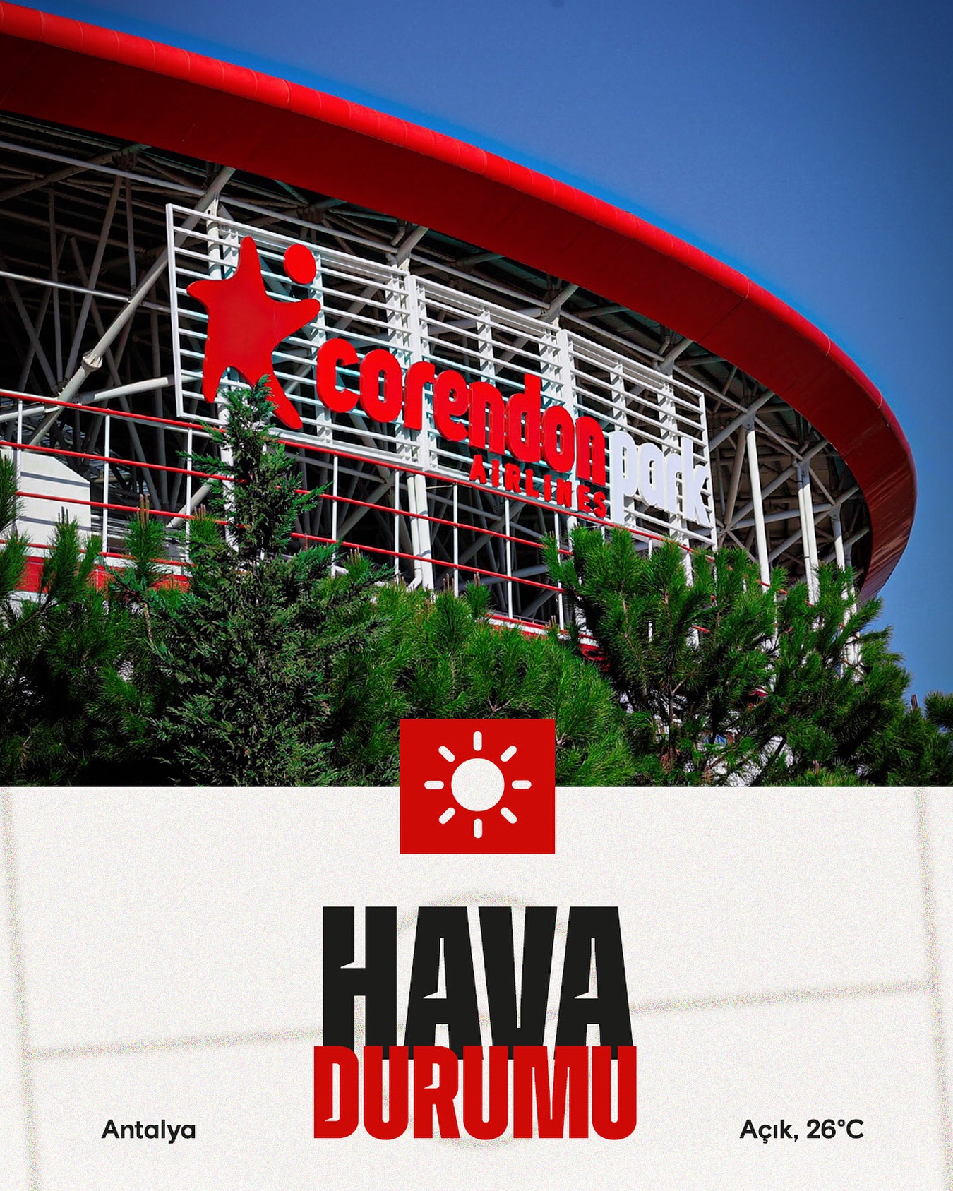 Fenerbahçe maçının oynanacağı saatlerde hava durumu!

 Derece: Açık, 26°C
 Nem: