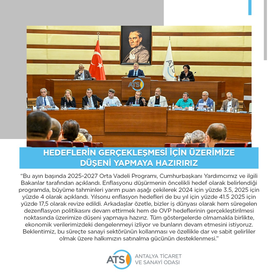 HEDEFLERİN GERÇEKLEŞMESİ İÇİN ÜZERİMİZE DÜŞENİ YAPMAYA HAZIRIRIZ
ATSO Yönetim Ku