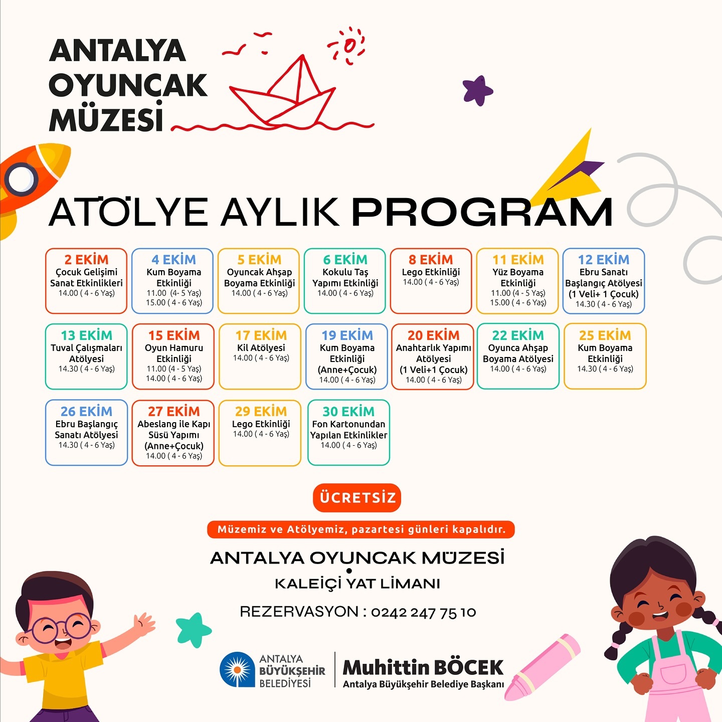 Antalya Büyükşehir Belediyesi Oyuncak Müzesi Atölye, birbirinden yaratıcı ve eği