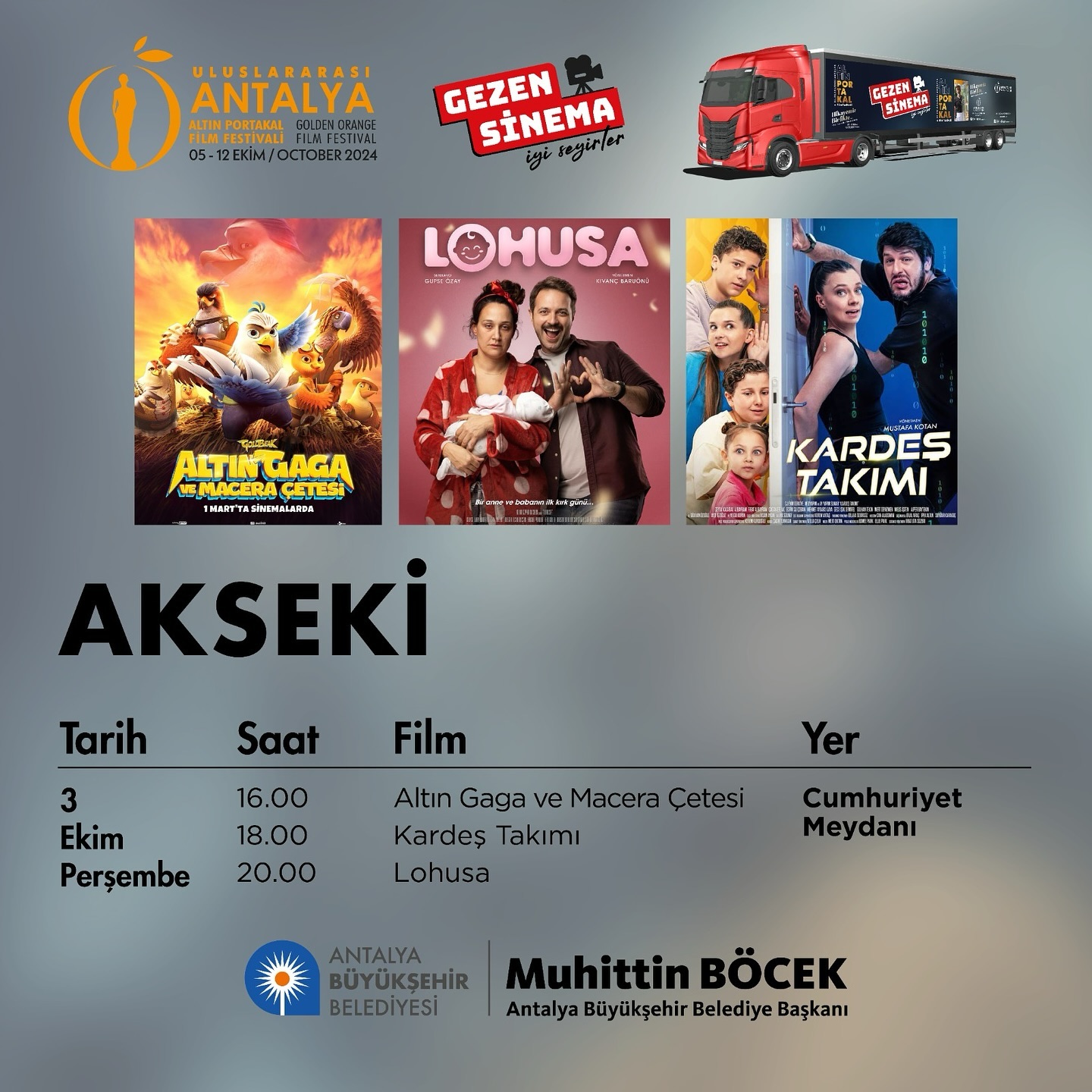 Altın Portakal Sinema Tırı Akseki’de! 

Uluslararası Antalya Altın Portakal Film
