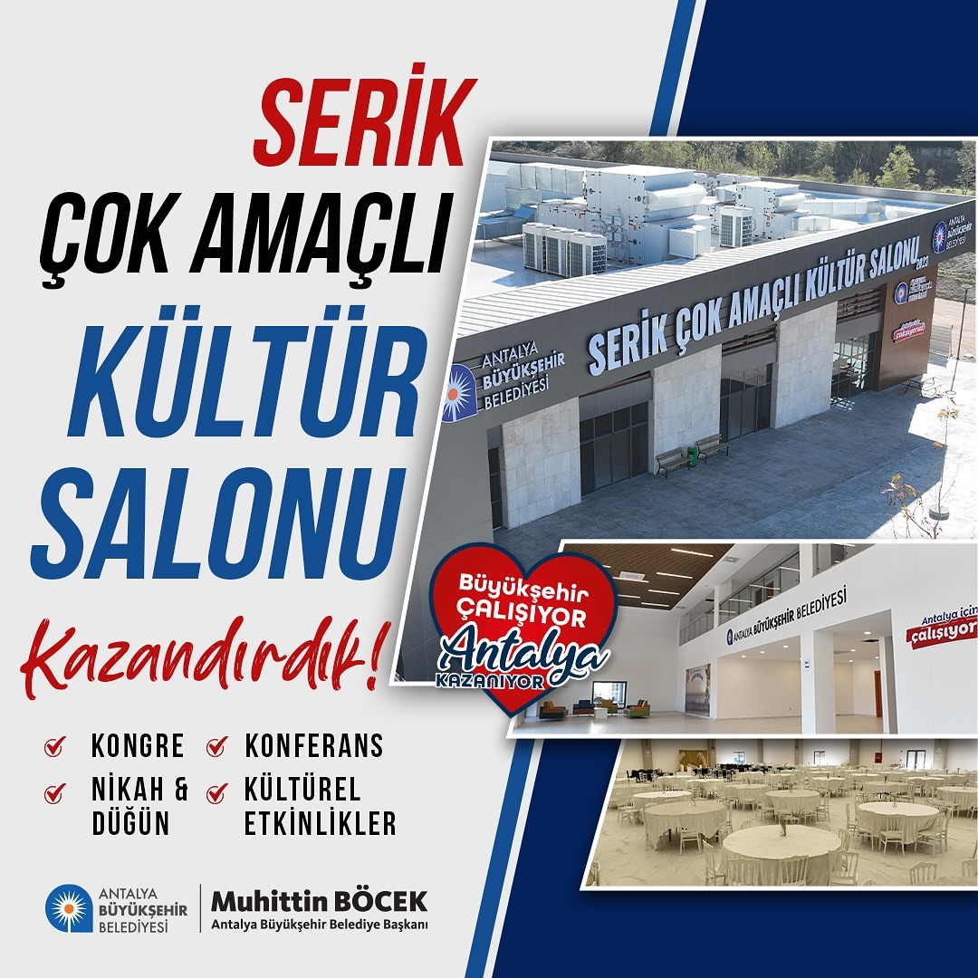 Serik ilçemize, Çok Amaçlı Kültür Salonu kazandırdık! 

Kongre
Konferans
Nikah v