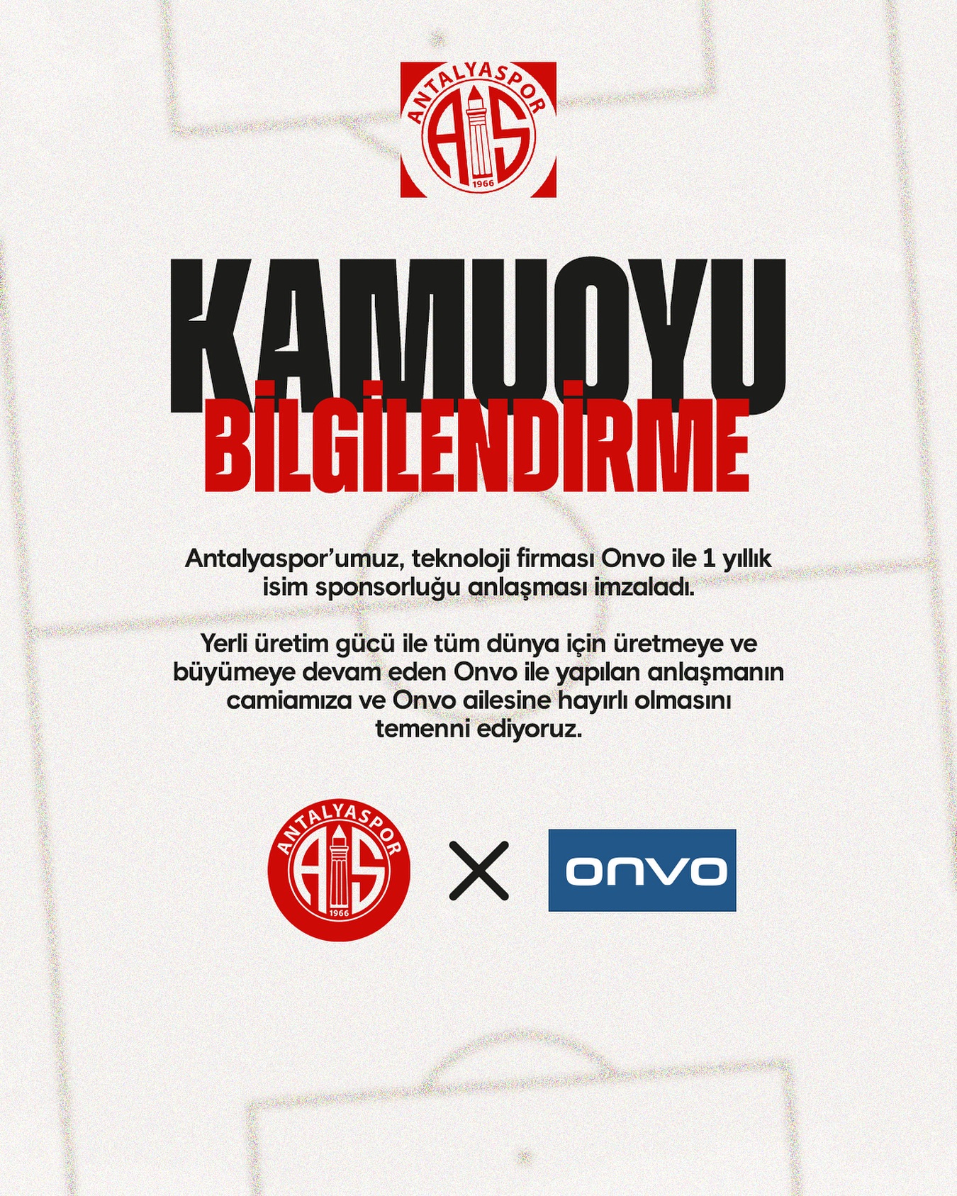Antalyasporumuz, teknoloji firması Onvo ile 1 yıllık isim sponsorluğu anlaşması