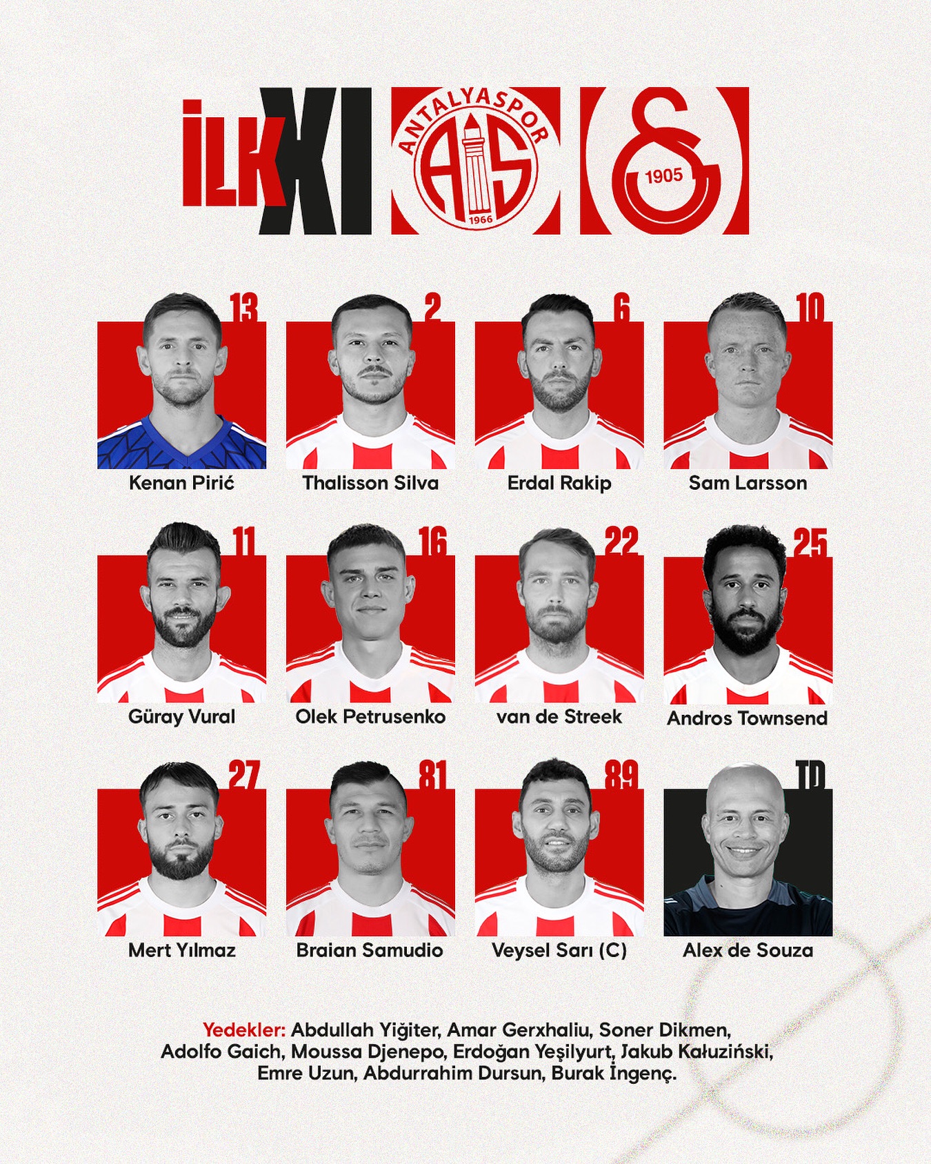 Galatasaray maçı ilk 11’imiz!