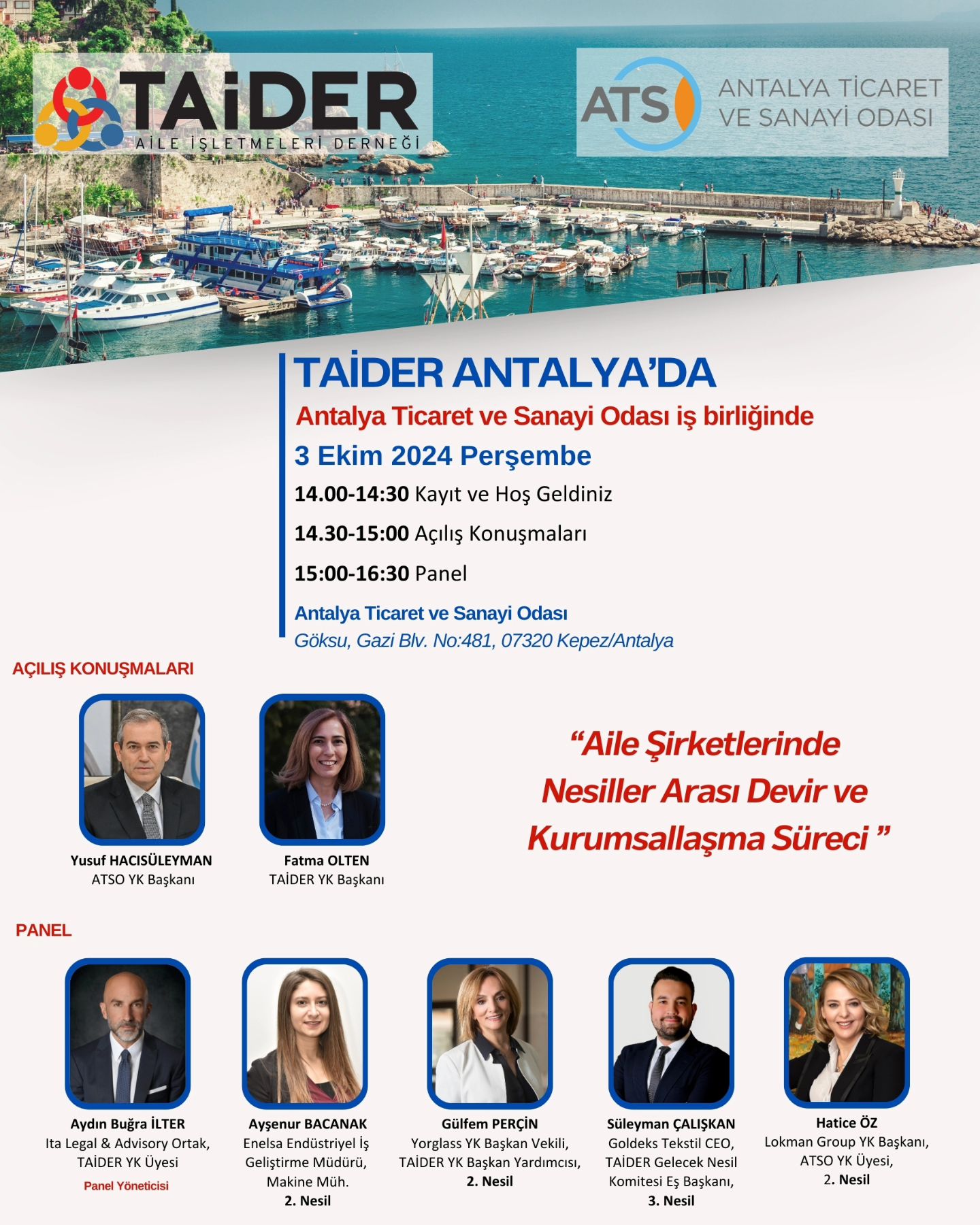 DAVETLİSİNİZ

Odamız ve Aile İşletmeleri Derneği (TAİDER) iş birliğinde düzenlen