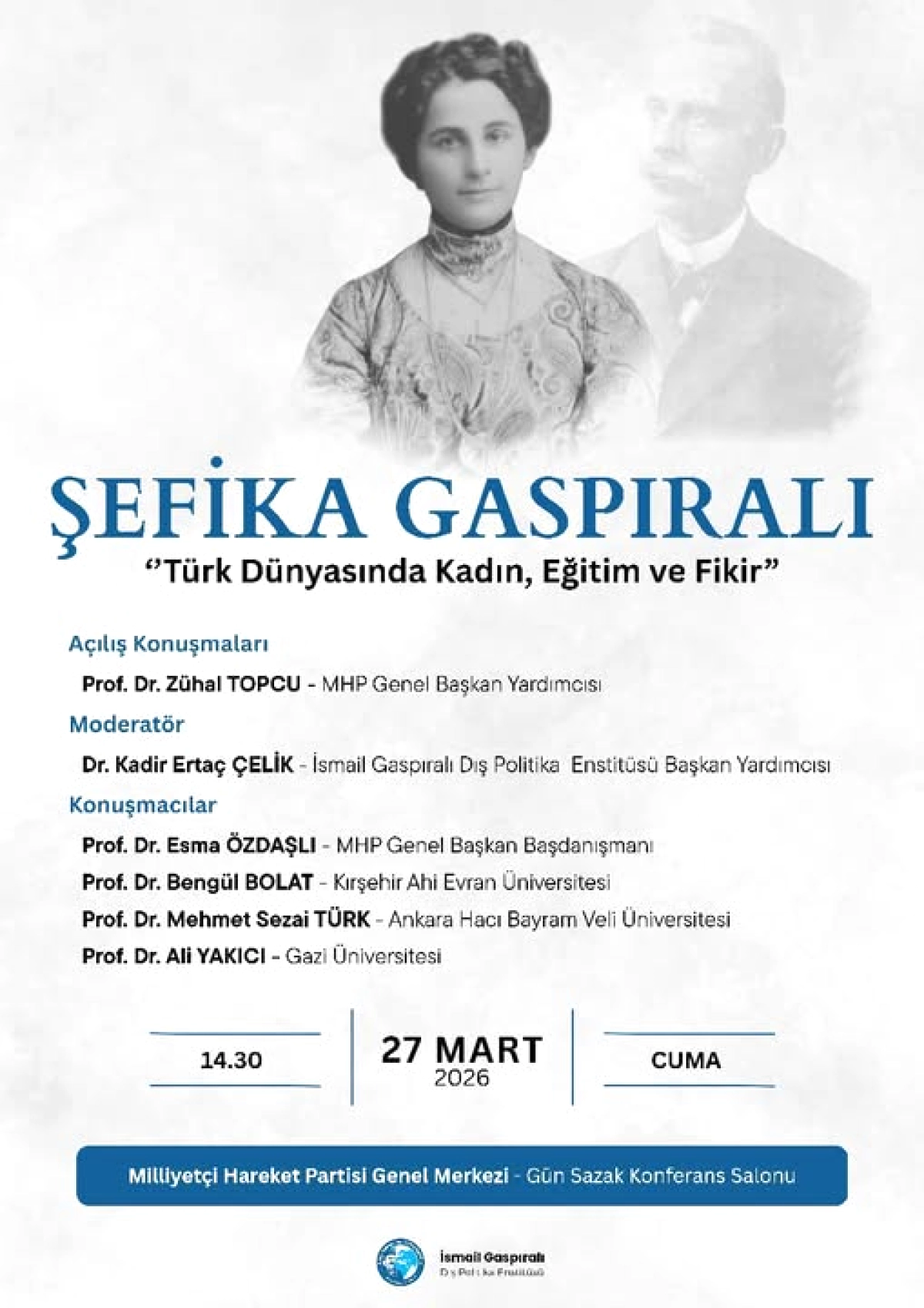 Şefika Gaspıralının Mirası Üzerine Konferans: 27 Martta Buluşalım