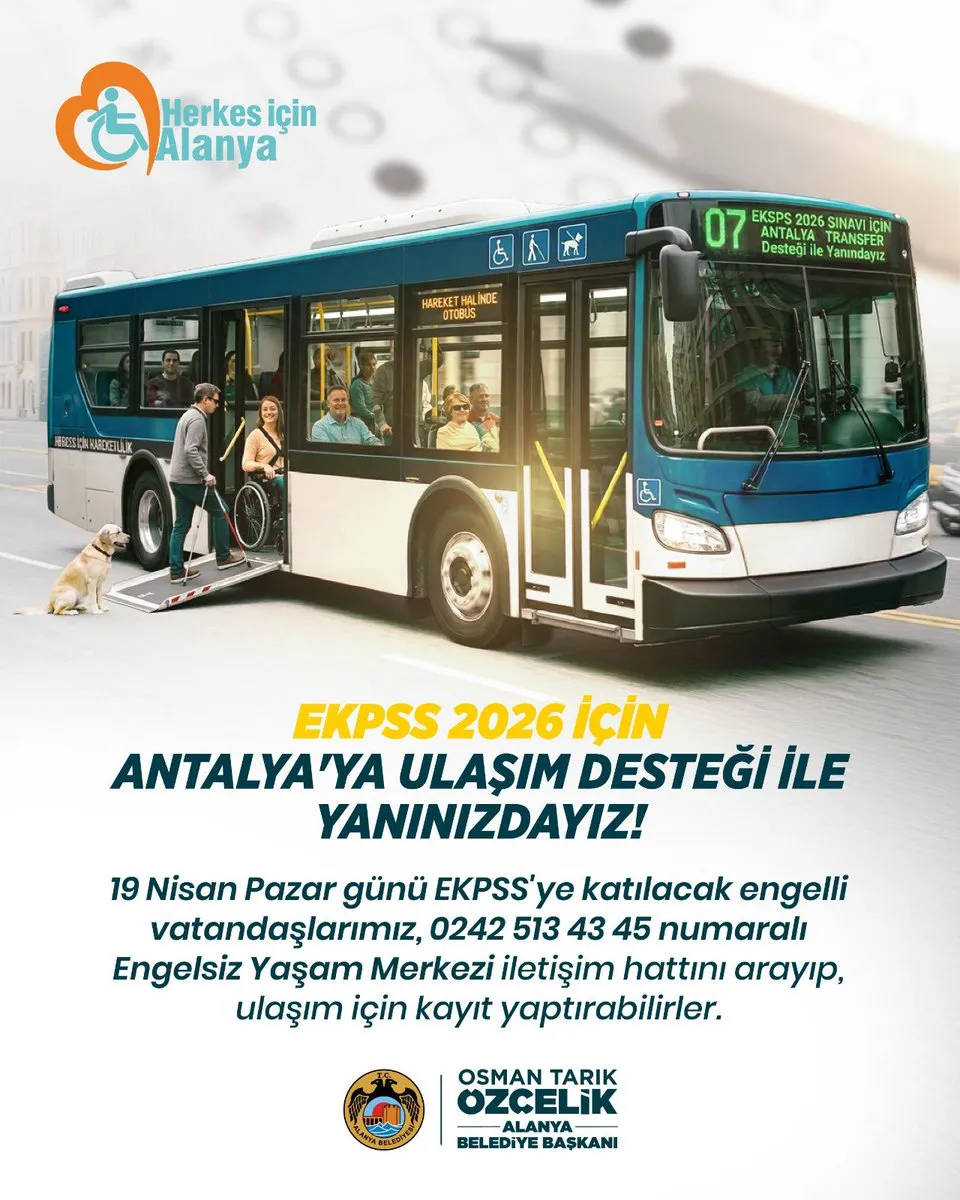 Alanya’dan EKPSS Adaylarına Sınav Günü Ücretsiz Ulaşım