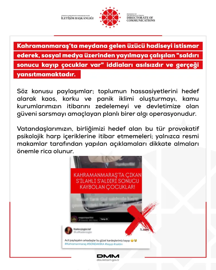 DMM’den Kayıp Çocuklar İddialarına Yalanlama: Algı Operasyonu Uyarısı