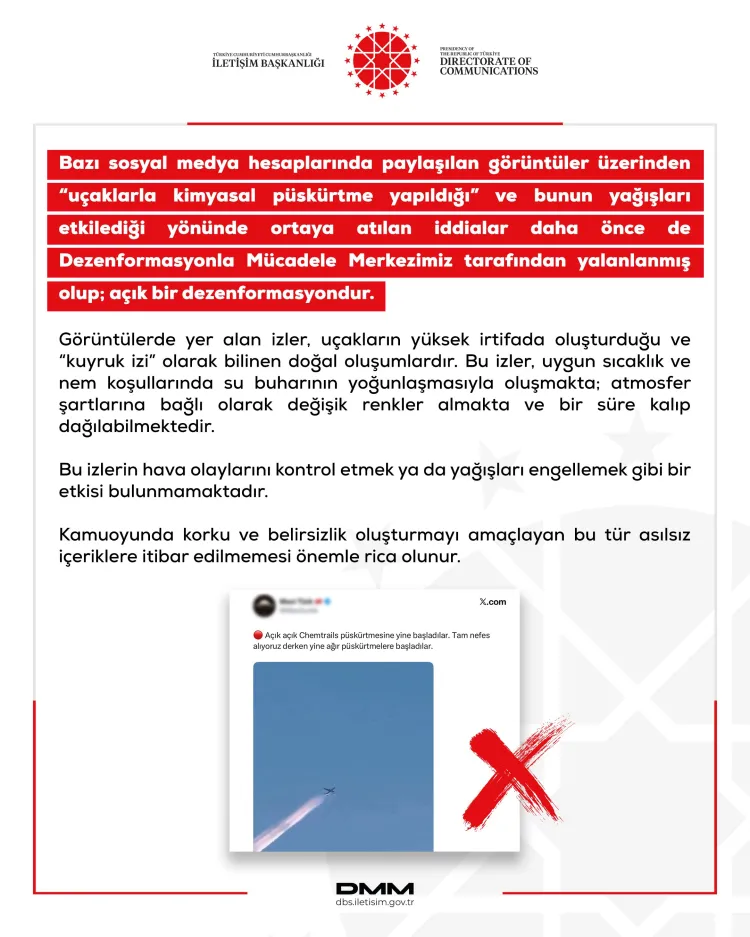 DMM’den Kimyasal Püskürtme İddialarına Yalanlama