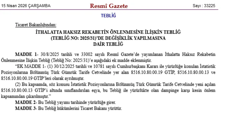 Ticaret Bakanlığı Elektronik İthalatında Düzenleme: Damping Önlemi Kalktı