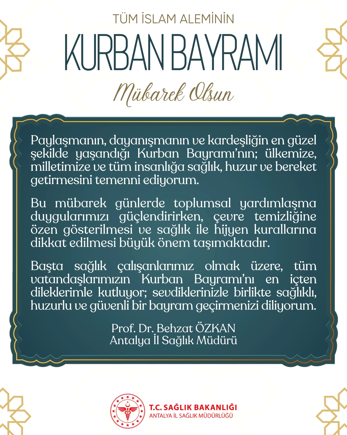Antalya İl Sağlık Müdürü’nden Kurban Bayramı’nda Sağlık ve Hijyen Uyarıları