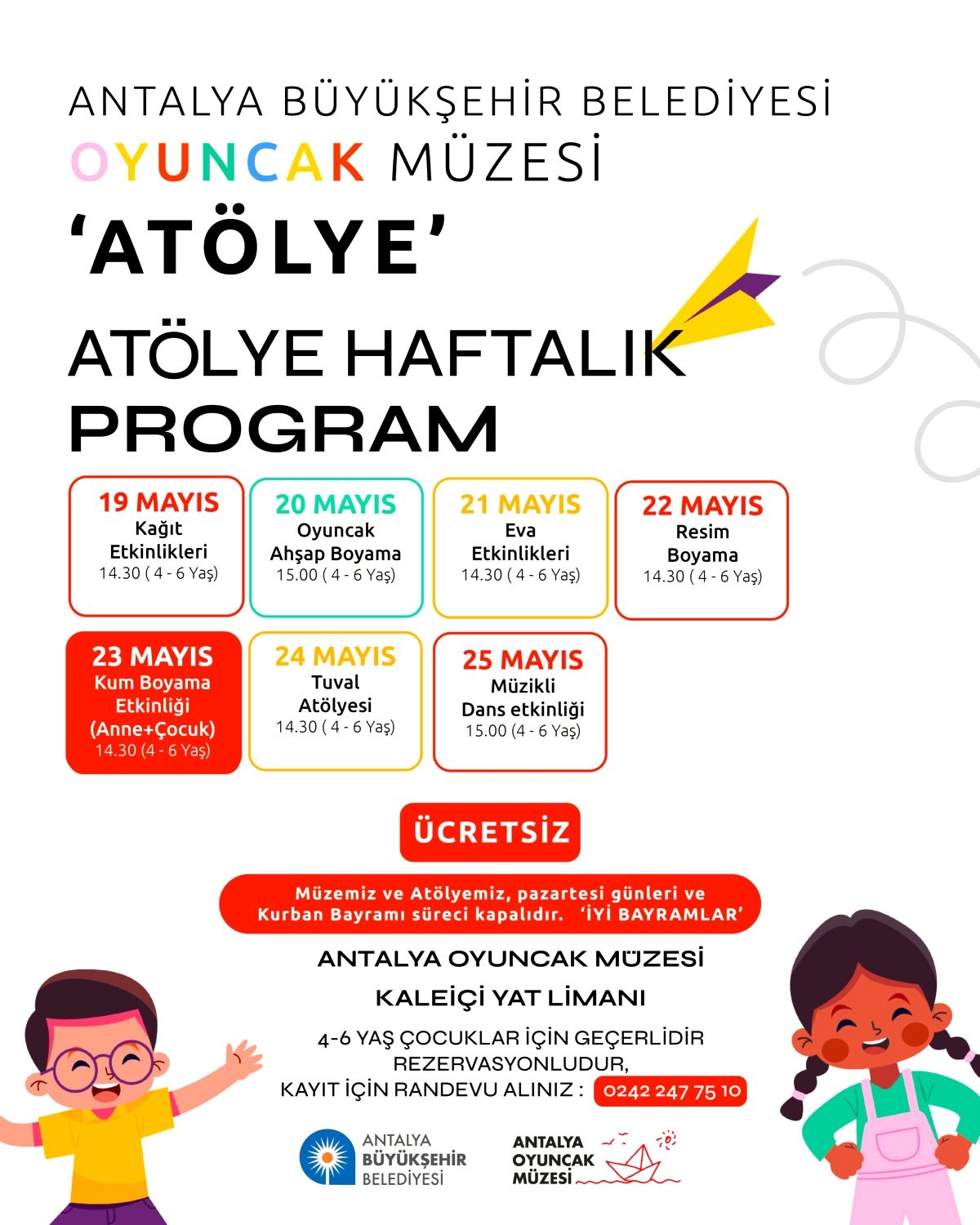 Antalya Oyuncak Müzesi’nde Ücretsiz Haftalık Çocuk Atölyeleri Başlıyor