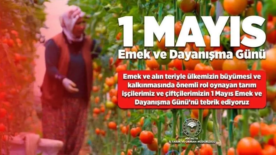 Antalya Tarım ve Orman İl Müdürlüğü’nden Çiftçilere 1 Mayıs Mesajı