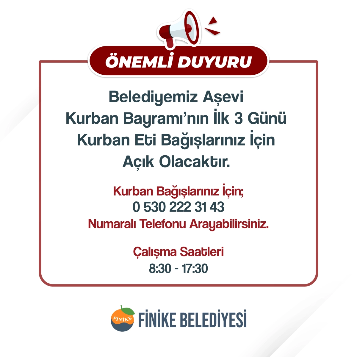 Finike’de Kurban Bağışı İçin Aşevi Açılıyor: İşte Detaylar
