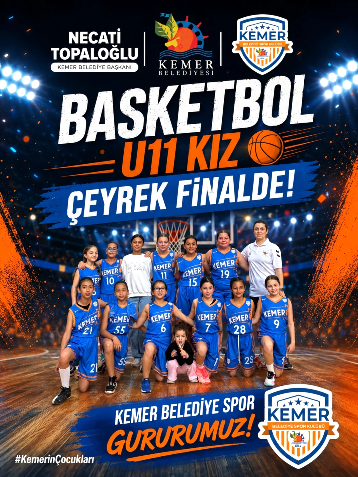 Kemer’in Minik Yıldızları Çeyrek Finalde: U11 Kız Basketbol Takımı Parladı