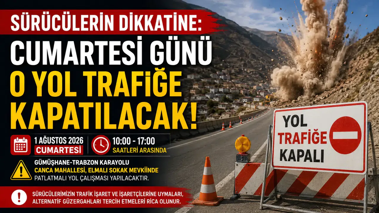 Gümüşhane Şehir Geçişi Yolu Cumartesi Günü Trafiğe Kapatılacak