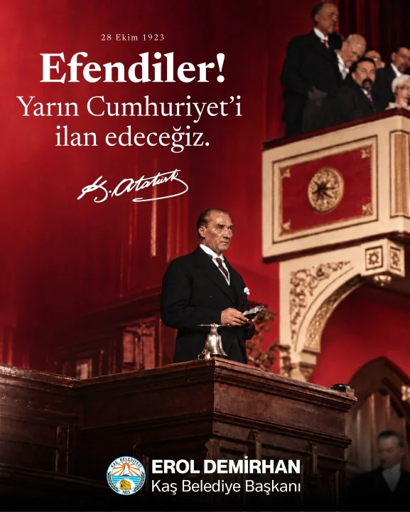 Kaş Belediye Başkanı Erol Demirhan’dan 29 Ekim Cumhuriyet Bayramı Mesajı