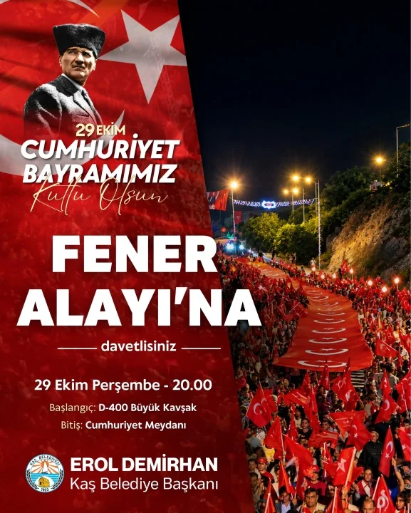 Kaş’ta Cumhuriyet’in 103. Yılı Coşkusu: Fener Alayı Düzenlenecek