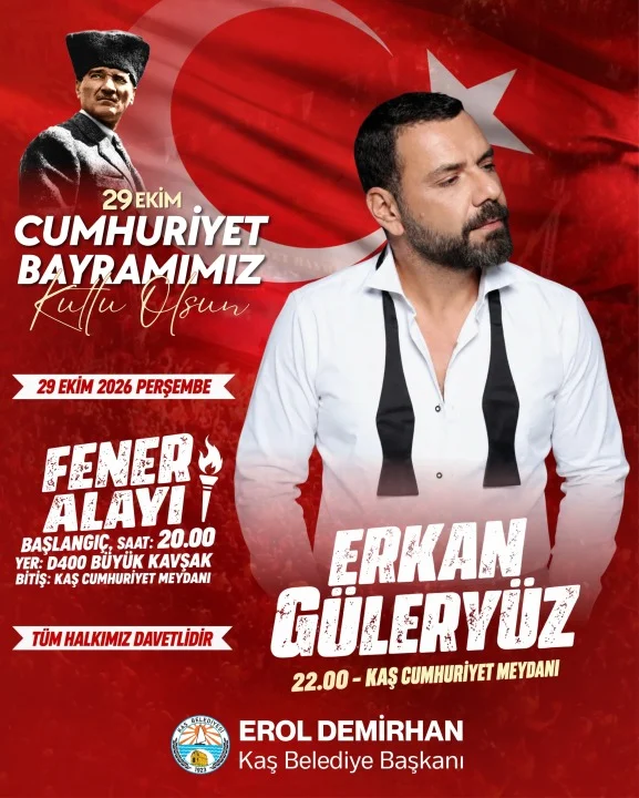 Kaş Belediyesi’nden 29 Ekim Cumhuriyet Bayramı Kutlama Programı ve Konser Duyurusu