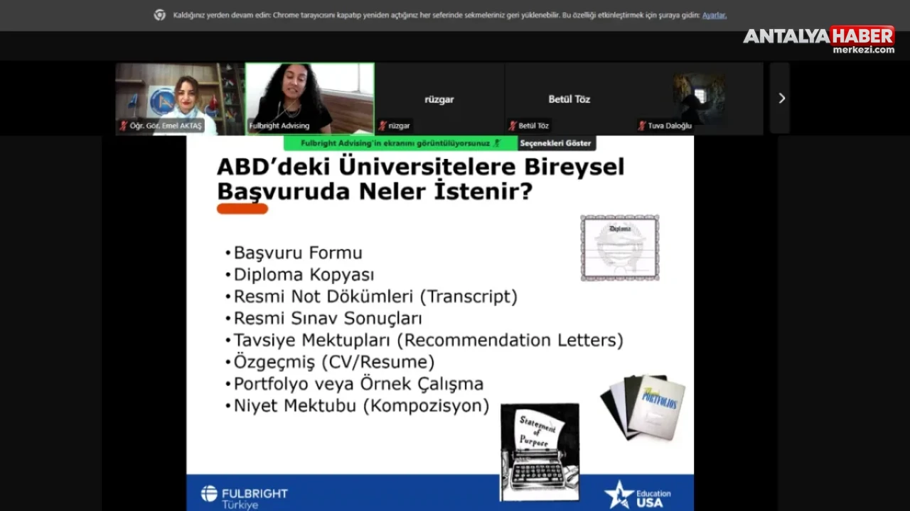 Akdeniz Üniversitesinden ABD Eğitimine Erken Adım: Fulbright Webinarı Düzenlendi